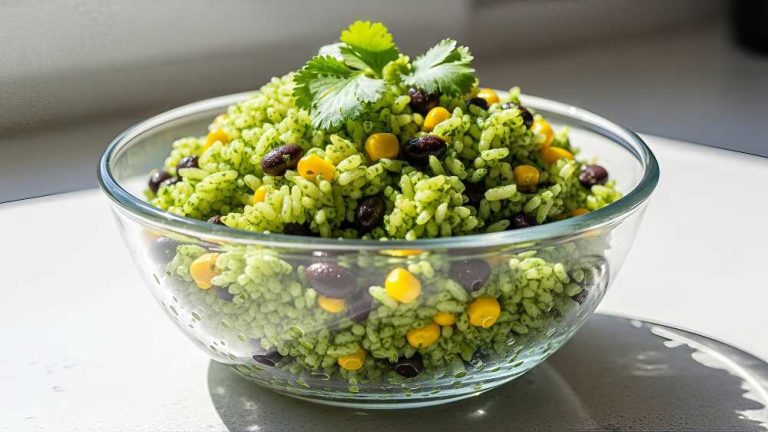 Cilantro Lime Rice and black beans , serve in a clear bowl. Salad, serve in a clear bowl.