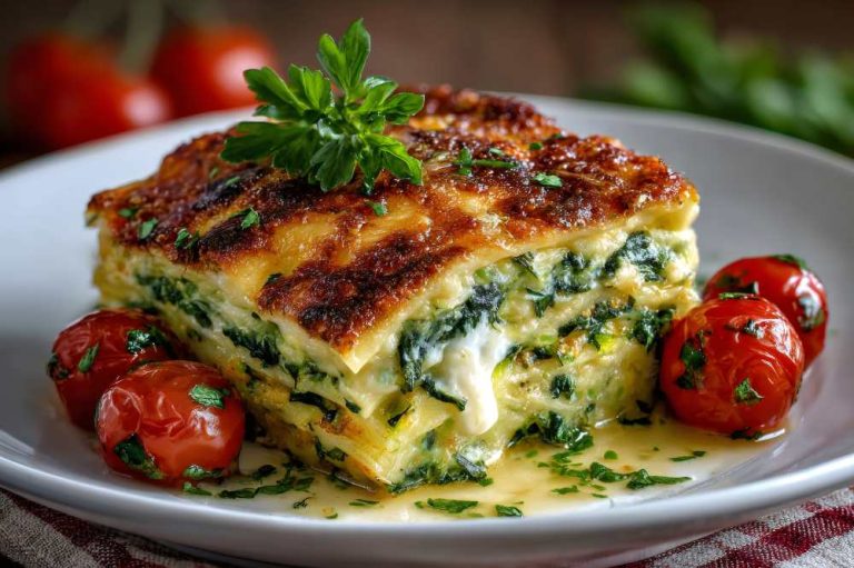 Spinach Ricotta Lasagna with side of cherry tomato