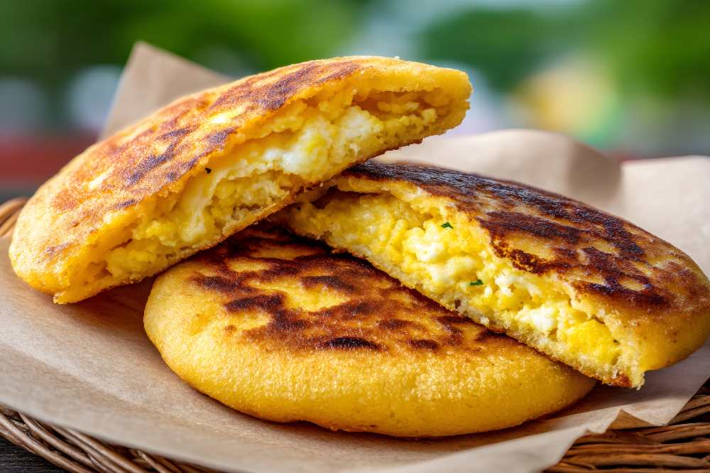 Arepa corn cakes with cheese filling