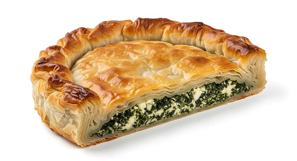 Greek Spinach and Feta Cheese Pie in a white back