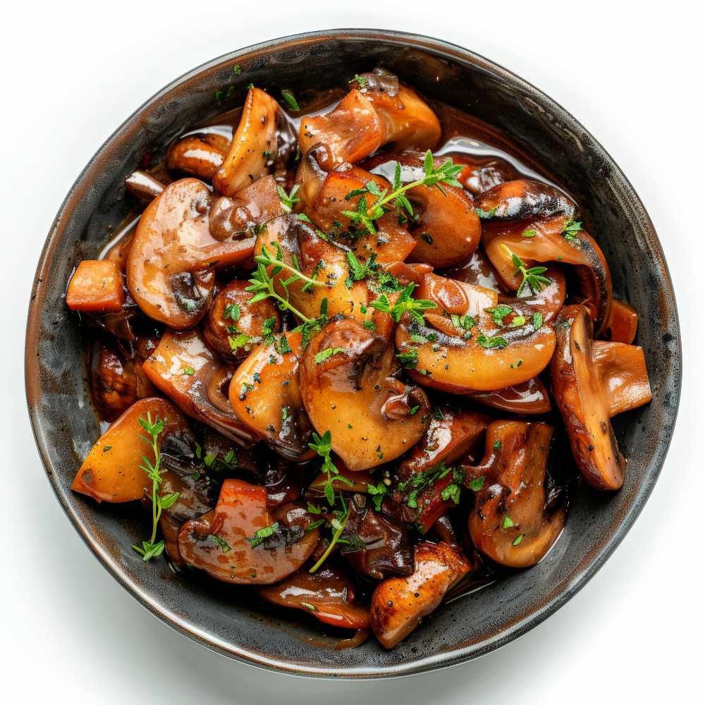 Mushroom Bourguignon serve in a bowl