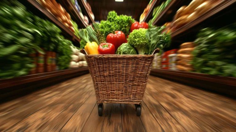 Basket full of veggie in a market Isle
