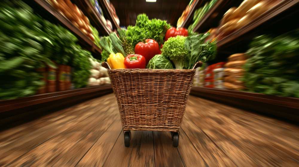 Basket full of veggie in a market Isle
