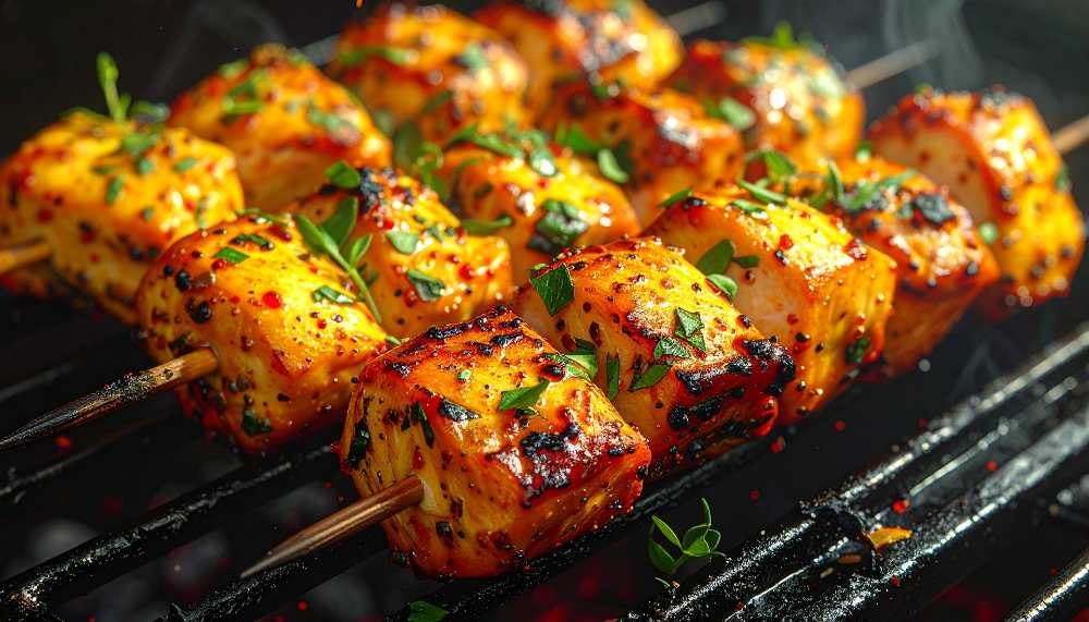 Grilled Paneer Skewers Over Hot Charcoal