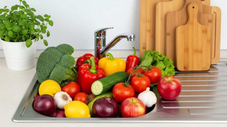 Vegetables inside Kitchen sink