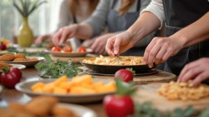 sharing a simple homemade dinner after a busy day